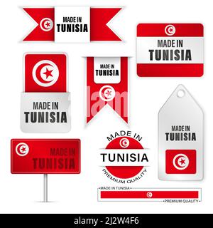 Made in Tunisia graphics and labels set. Some elements of impact for the use you want to make of it. Stock Vector