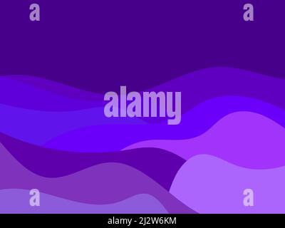Night mountain landscape in the style of minimalism. Wavy landscape in flat style, dark blue and purple color. Design for posters, banners and interio Stock Vector