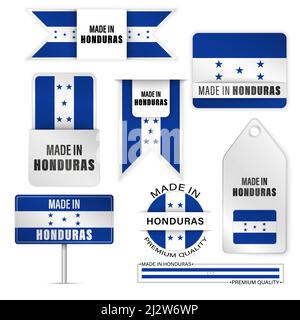 Made in Honduras graphics and labels set. Some elements of impact for the use you want to make of it. Stock Vector