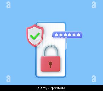 3d Mobile phone protection system. Stock Vector