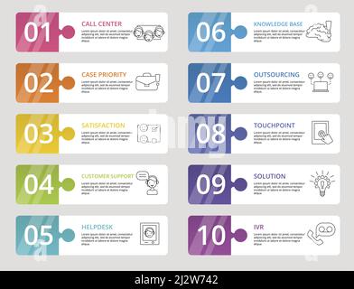 Infographic Customer Service template. Icons in different colors ...