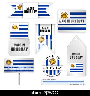Made in Uruguay graphics and labels set. Some elements of impact for the use you want to make of it. Stock Vector