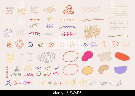 abstract doodle elements line,shape,icon and pattern organic styles for decoration, background, etc. Stock Vector