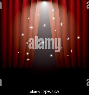 Red Curtain stage background illustration vector Stock Vector