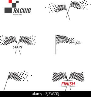 Race flag logo vector template Stock Vector