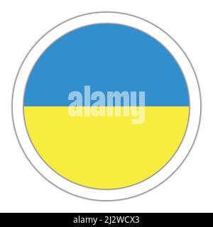 Sticker ball with flag of Ukraine. Round sphere, template icon. Ukrainian national symbol. Glossy realistic ball, 3D abstract vector illustration. Big Stock Vector