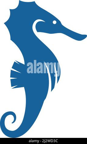 Sea horse illustration logo vector flat design Stock Vector
