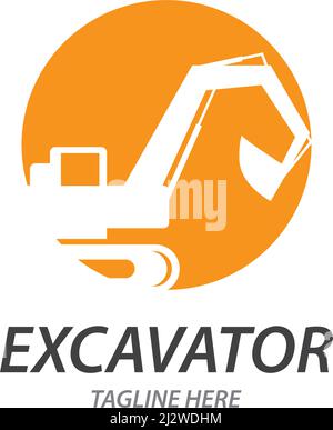 Excavator logo illustration vector template Stock Vector