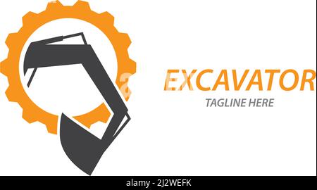 Excavator logo illustration vector template Stock Vector
