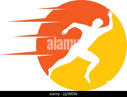 Running people silhouette illustration vector template Stock Vector
