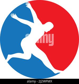 Running people silhouette illustration vector template Stock Vector