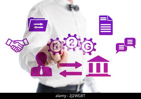 B2g concept shown by a man in background Stock Photo