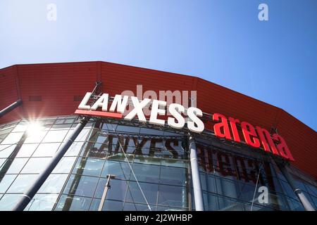 the Lanxess Arena in the town district Deutz, Cologne, Germany. die Lanxess Arena im Stadtteil Deutz, Koeln, Deutschland. Stock Photo