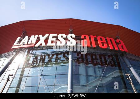 the Lanxess Arena in the town district Deutz, Cologne, Germany. die Lanxess Arena im Stadtteil Deutz, Koeln, Deutschland. Stock Photo