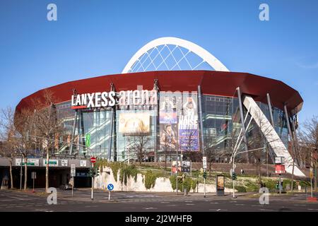 the Lanxess Arena in the town district Deutz, Cologne, Germany. die Lanxess Arena im Stadtteil Deutz, Koeln, Deutschland. Stock Photo