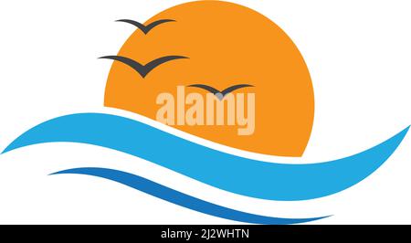 sun illustration  logo vector template Stock Vector