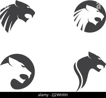 Puma,panther,tiger or leopard Logo design vector illustration template Stock Vector