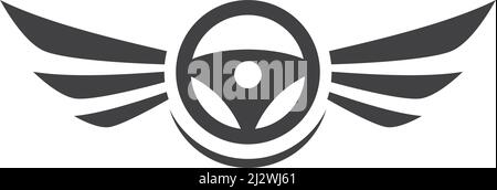 Steering wheel logo vector flat design Stock Vector
