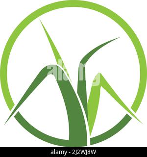 Natural Grass ilustration logo vector design Stock Vector
