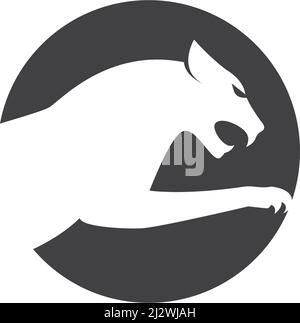 Puma,panther,tiger or leopard Logo design vector illustration template Stock Vector
