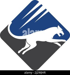 Puma,panther,tiger or leopard Logo design vector illustration template Stock Vector