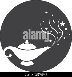 Magic lamp logo vector illustration design Stock Vector