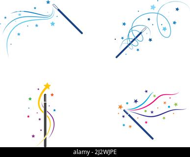 Magic stick icon set vector template Stock Vector