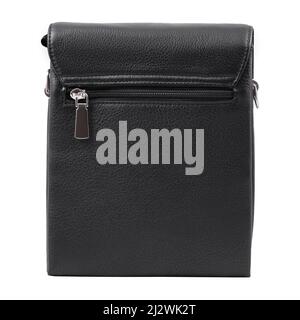 Black leather wallet back view isolated on white background Stock Photo