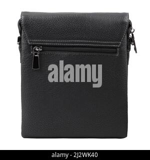 Black leather wallet back view isolated on white background Stock Photo