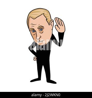 Vladimir Putin President of Russia Cartoon . Clipart Vector Illustration Stock Vector