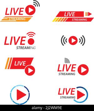 Live streaming play logo icon vector template Stock Vector