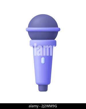 Microphone for radio or music entertainment. Audio equipment for broadcasts and interviews. Singing or podcast concept.3d vector icon. Cartoon minimal Stock Vector