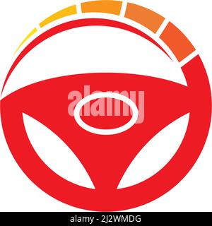 Steering wheel logo vector flat design Stock Vector