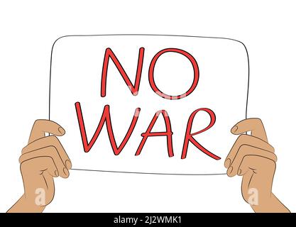 No war poster. Hands holding anti-war anti-violence banner. Antimilitarist vector illustration Stock Vector