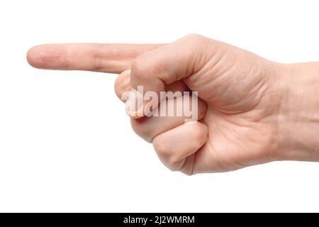 Hand gesture forefinger, isolated on white background Stock Photo