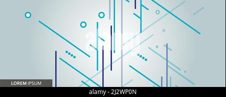 Minimal template backdrop presentation. Vector poster design with blue lines and shapes. Abstract dynamic geometric illustration Stock Vector