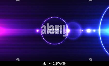 Vector illustration of abstract blue and purple background with horizontal lines and light flare for your design Stock Vector