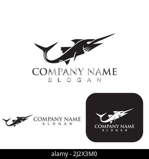 Fish marlin  logo template. Creative vector symbol Stock Vector