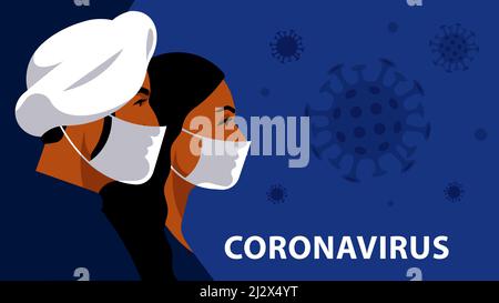 Indian people in respiratory mask. Coronavirus alarm, protection and prevention in India, The Indian subcontinent. The wave spreads of Coronavirus (SA Stock Vector
