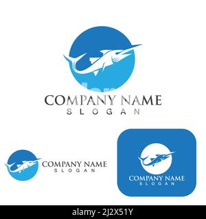 Fish marlin  logo template. Creative vector symbol Stock Vector