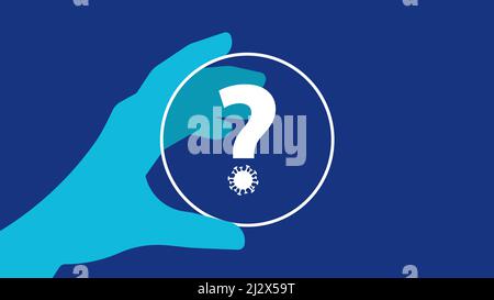 Petri dish with question mark. Chemical experiment or research in laboratory environment. Modern vector illustration for poster, banner, cover. Stock Vector