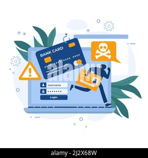 Hand drawn flat design ransomware illustration Vector illustration. Stock Vector