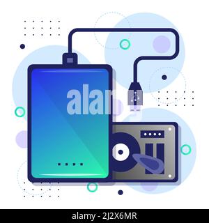 Gradient hard drive illustration Vector illustration. Stock Vector
