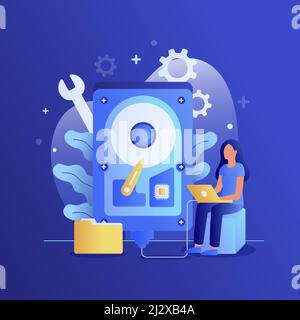 Gradient hard drive illustration Vector illustration. Stock Vector