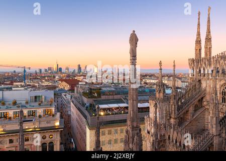 Milan, Italy city skyline in the evening. Stock Photo