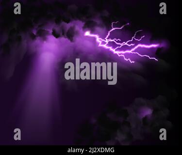 The Phenomenon. Neon lightning strike. Vector image. Stock Vector