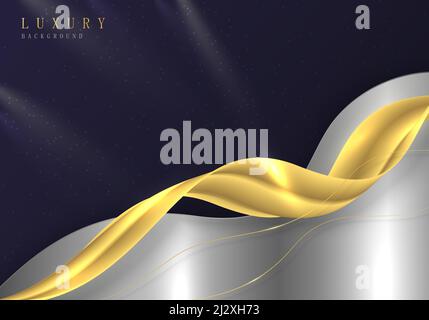 Abstract luxury gold template design with smooth lines 3D artwork. Well organized isolate object for usage. Illustration vector