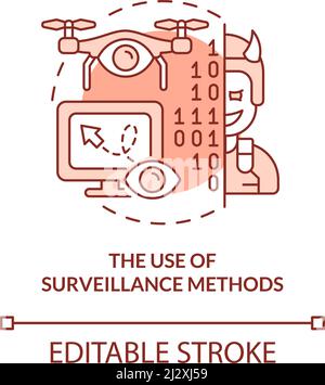 Use of surveillance methods red concept icon Stock Vector