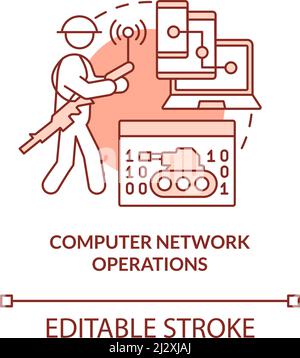 Computer network operations red concept icon Stock Vector