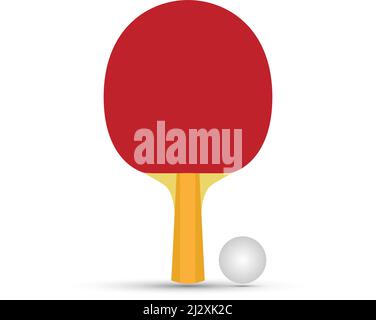 Table tennis racket in red and ball vector on white background Stock Vector